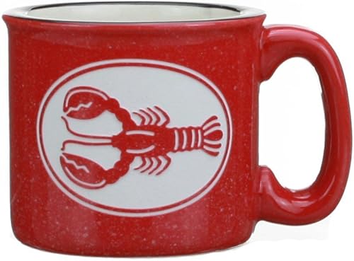 Cape Shore Taza de té y café con diseño de langosta grabada roja de 15 onzas
