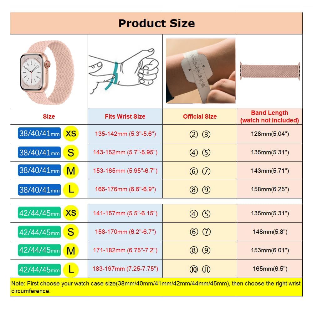Braided Solo Loop for Apple Watch Band 40mm 42mm 41mm 38mm 44mm 46mm 45mm Ultra/3 2 49mm Men/Women,Stretchy Nylon Sport wristband Strap for iWatch Bands Series 11/10/9/8/7/6 5/4/3/SE 40 44 42 45 46 mm — view 2