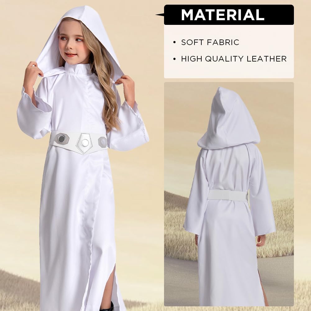 Kids Girls Princess Costume Halloween Deluxe Cosplay Dress with Belt - Image 2