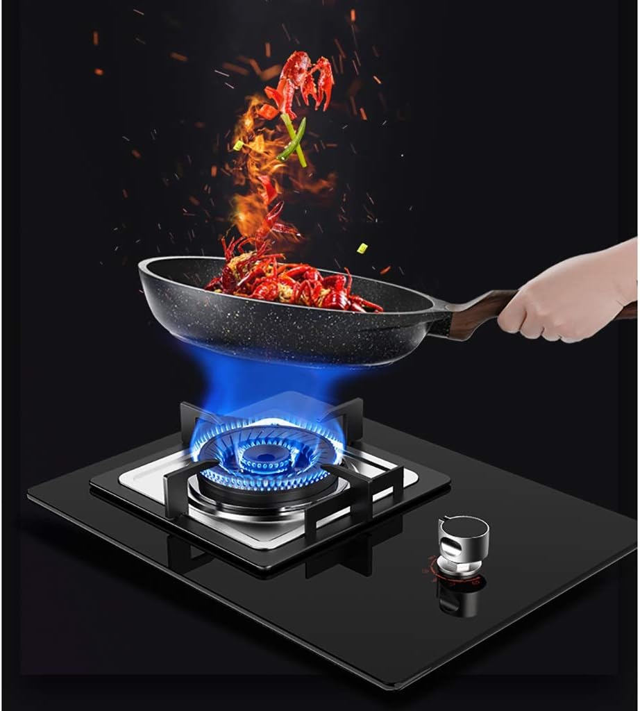 Gas Stov Built-inGas hob|Cooking Zones Stove|Three-Ring Burner |High Temperature Explosion-Proof Panel |5.2KW|Easy to Clean Compatible with All Cookware （Black [Energy Class A] (Color : NG) (Ng )
