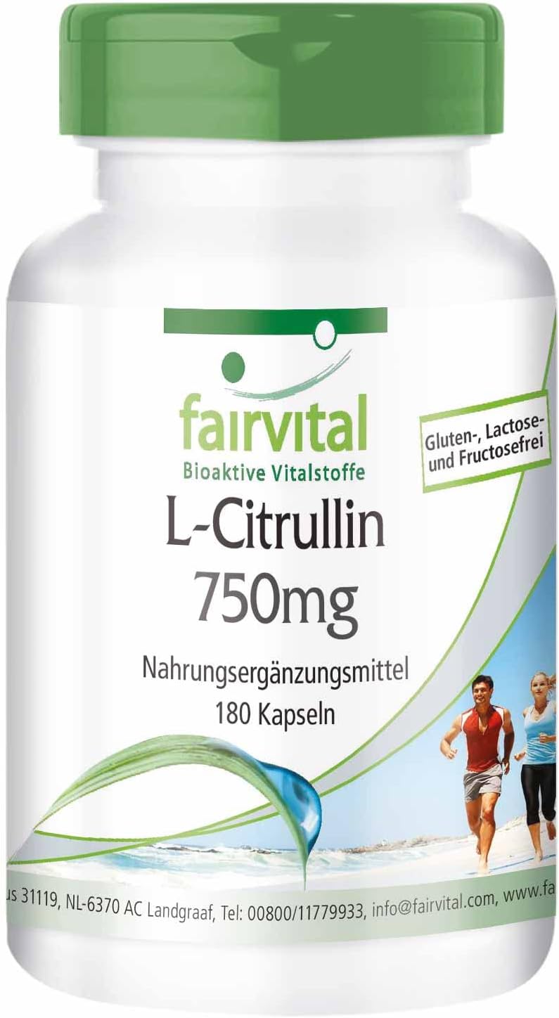 L-Citrulina 750mg - VEGANA - Dosis elevada - - Aminoácido - 180 Cápsulas - Calidad Alemana