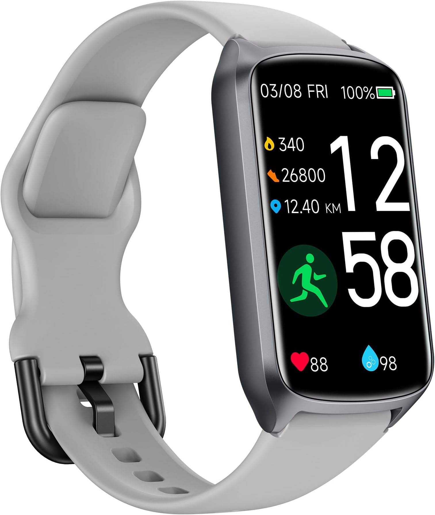 Amzhero Health Fitness Tracker with 24/7 Heart Rate, Blood Oxygen, Blood Pressure, Sleep Tracker, 5ATM Waterproof Activity Trackers with Step Tracker, Pedometer (S & L Bands Included)