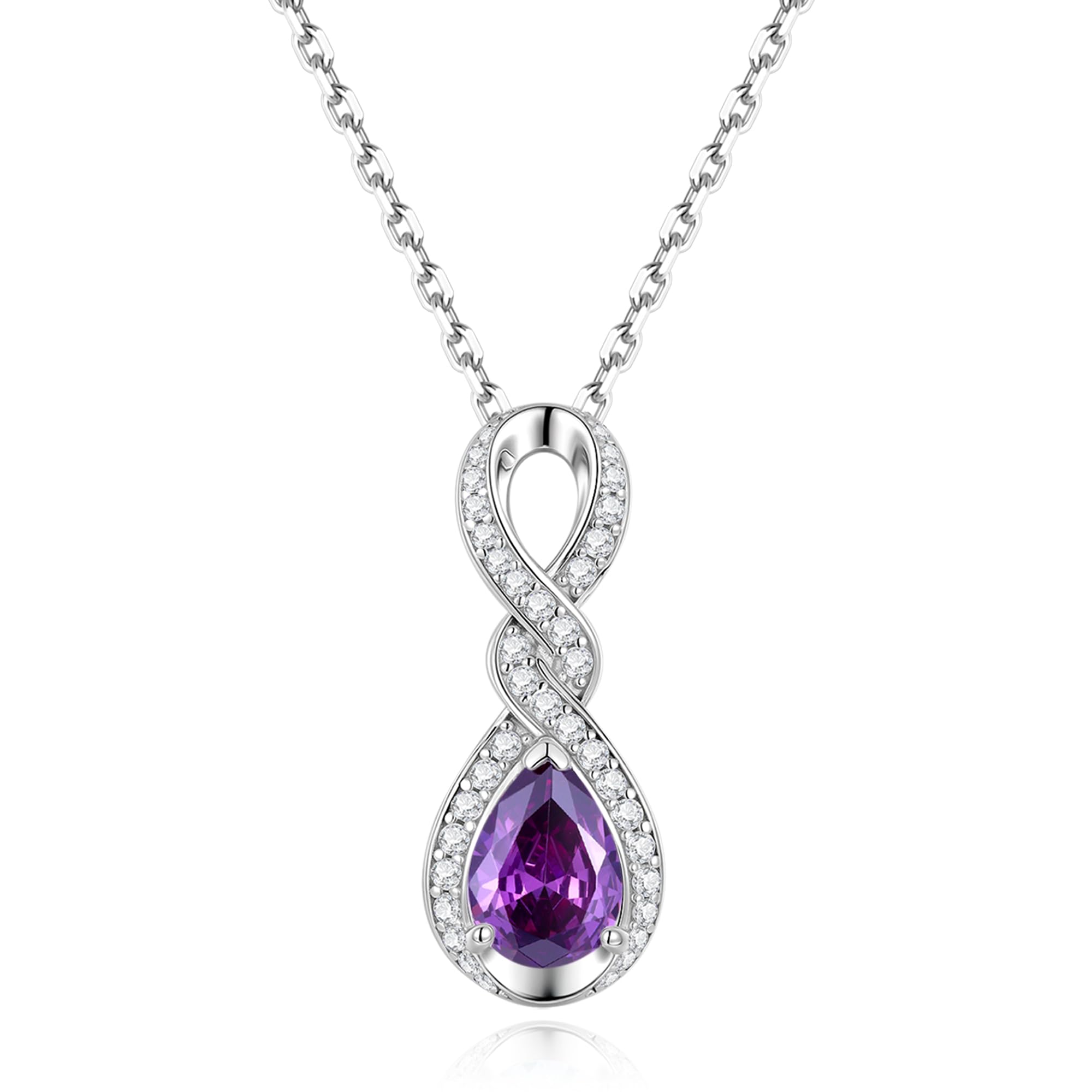 FANCIME Infinity Embrace infinito abbraccio pietra portafortuna collana da donna in argento Sterling con ciondolo in pietra preziosa per compleanno, anniversario, Natale, festa della mamma, gioielli