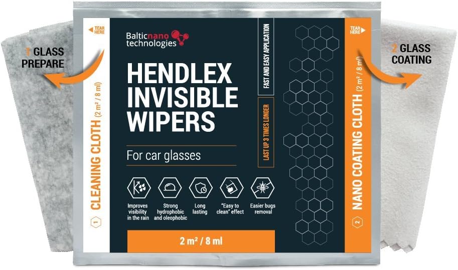 Hendlex Invisible Rain Repellent Windscreen Wipers | Hydrophobic Car Coating Wipes For Windshield And Helmet Visor