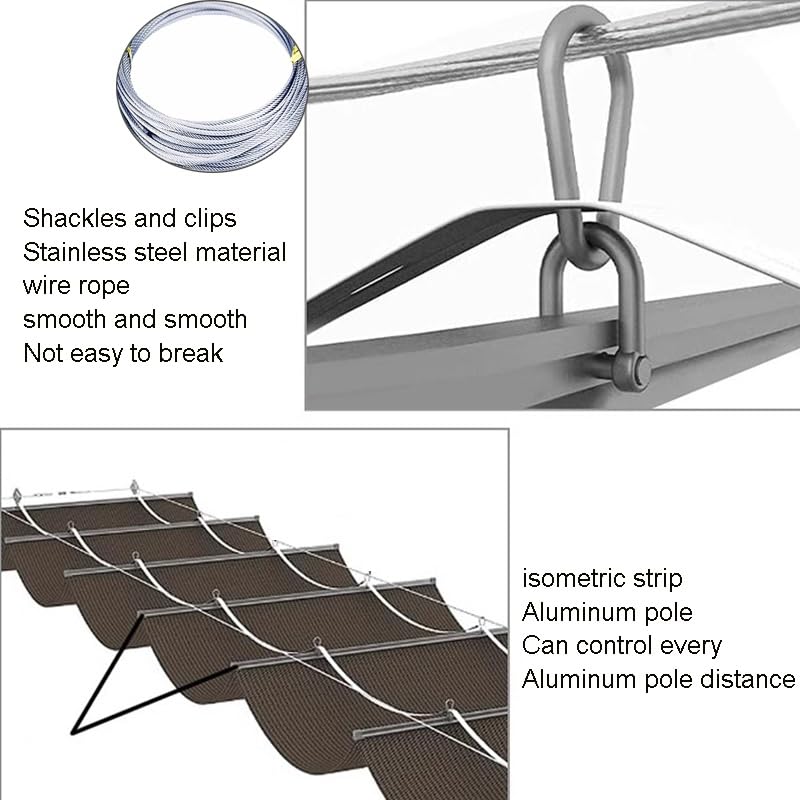 Zewnętrzny, chowany zadaszenie pergoli z markizą w kształcie litery U, wałek przesuwny i zdejmowanym żagiel przeciwsłoneczny, do patio, na taras, 120 x 200 cm