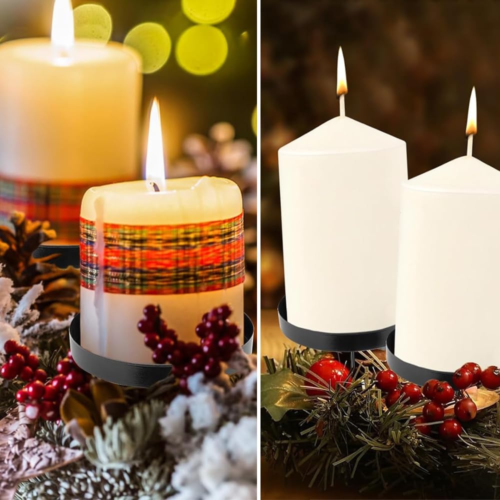 Kerzenhalter Adventskranz Schwarz – 4er Set Für Stumpenkerzen, Metall, 8 Cm, Ohne Dorn
