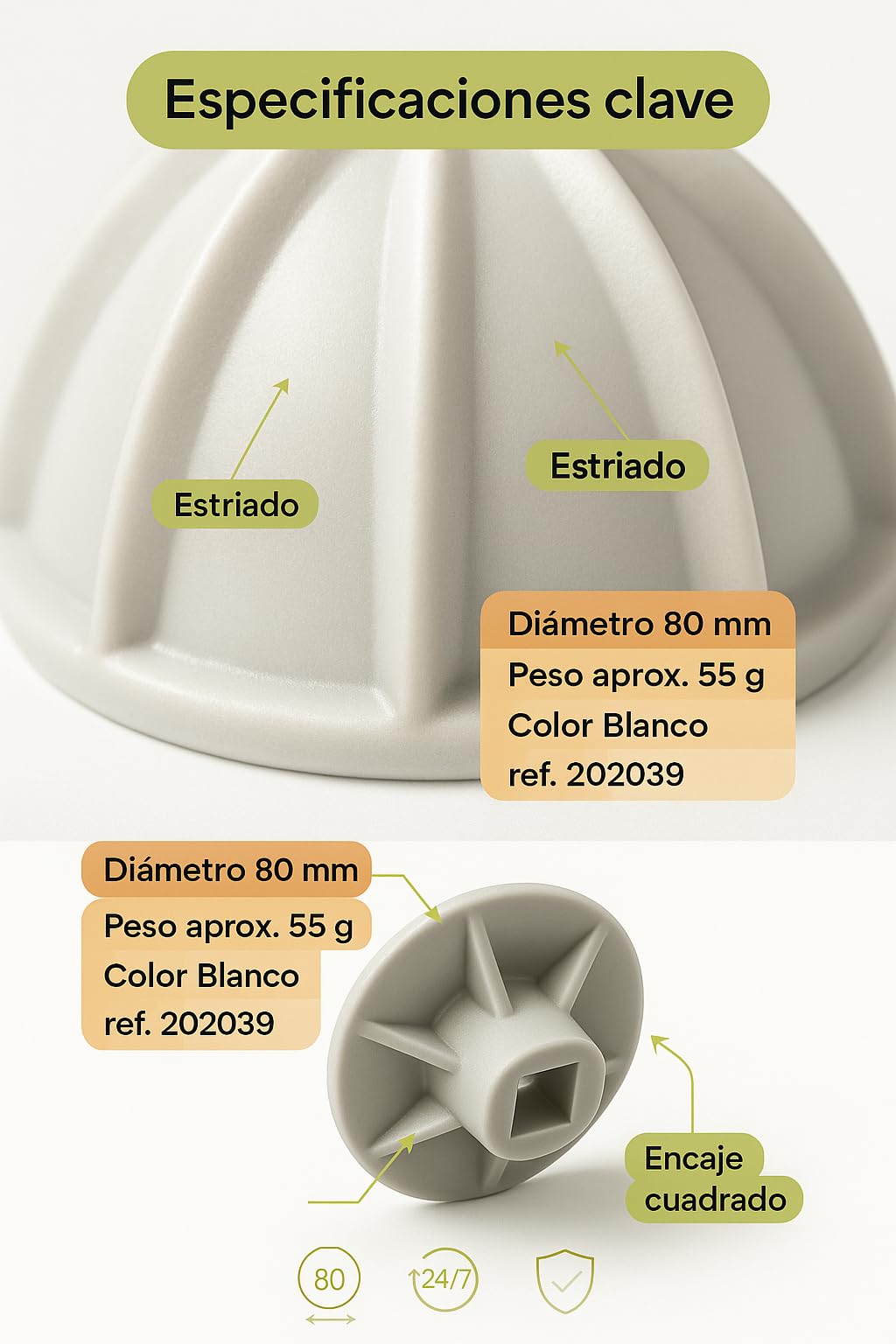 Lomi Ojiva Piña Exprimidor Grande 80mm Repuesto Compatible Modelos 4 5 Accesorio Técnico Exprimidores Manuales