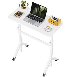 Marsail Mobile Stand Up Desk with Wheels, Adjustable Height Desk from 28.3″ to 46.5″, Rolling Standing Desk with Lockable Wheels, Portable Small Desk for Walking Pad and Treadmill, White - Amazon product rated Grade A