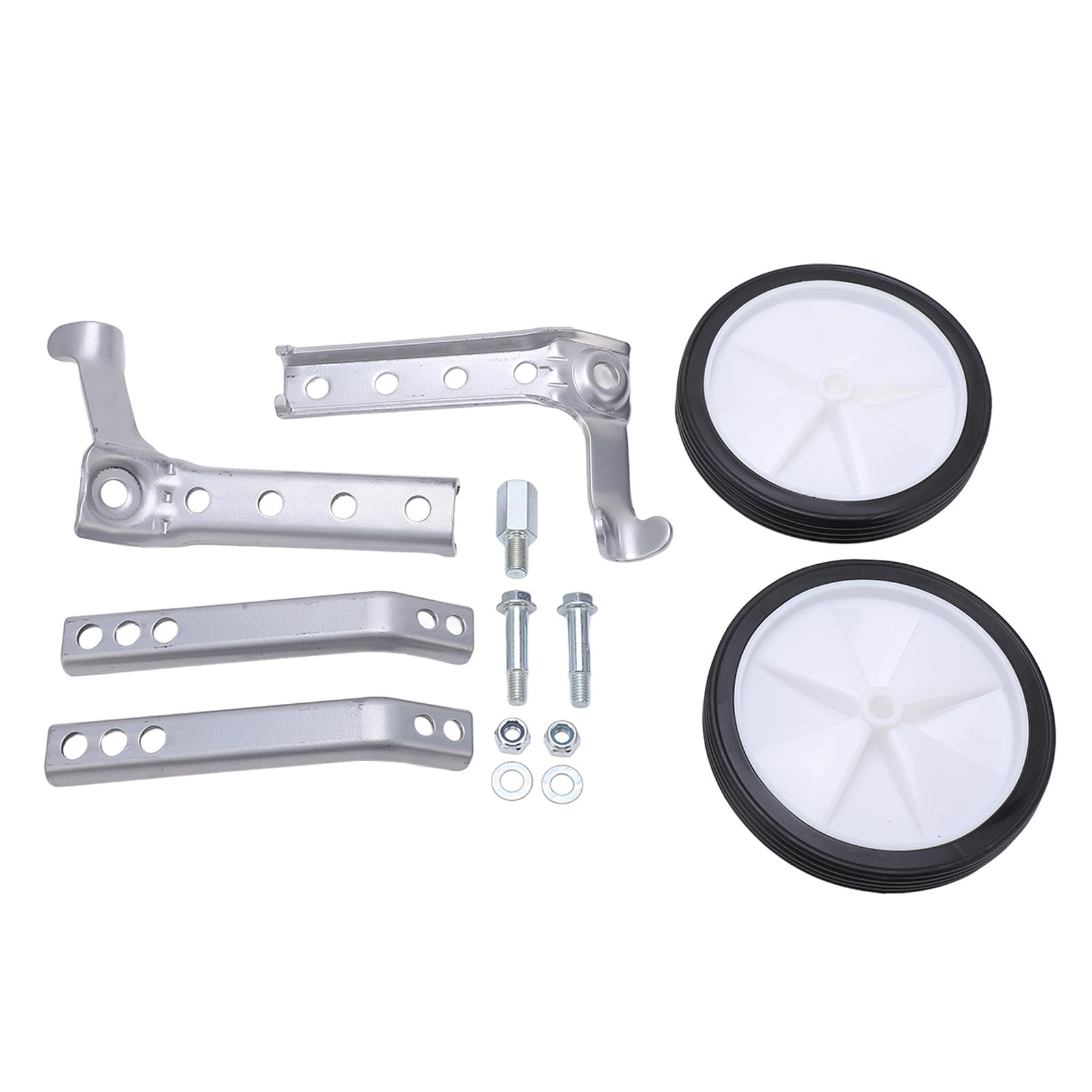 FUZHUI Adjustable Steel Plastic Bicycle Training Wheels Set, Heavy Duty Riding Auxiliary Support for 18 24in Children's Bike, Easy Install with Sturdy Long Lasting Quality (Grey)