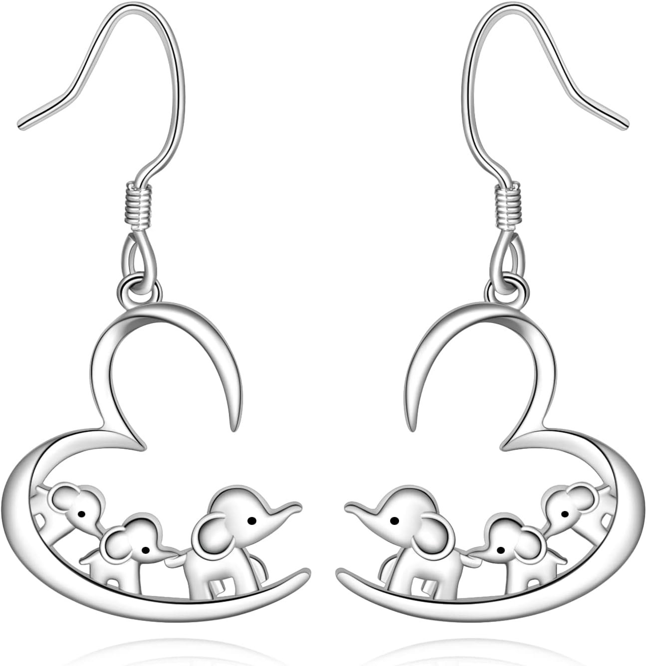 Elephant Earrings for Women, 925 Sterling Silver Animal Dangle Drop Earrings Elephant Gifts for Women