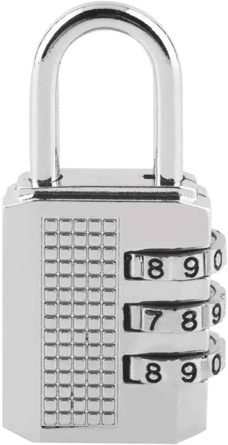3 Digit Resettable Combination Padlock Coded Lock School Gym Locker Sheds 1Pcs(Silver)