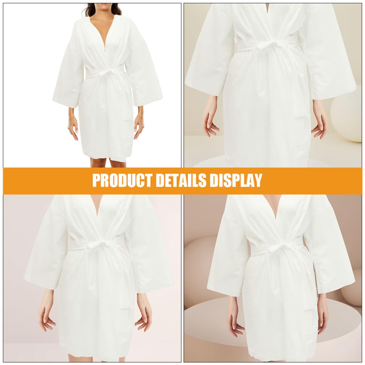 PACKOVE Desechables Ligeros y Cómodos 6 Albornoces de Algodón para Spa y Baño Color Blanco Ideales para Salón de Belleza y Cuidado Piel