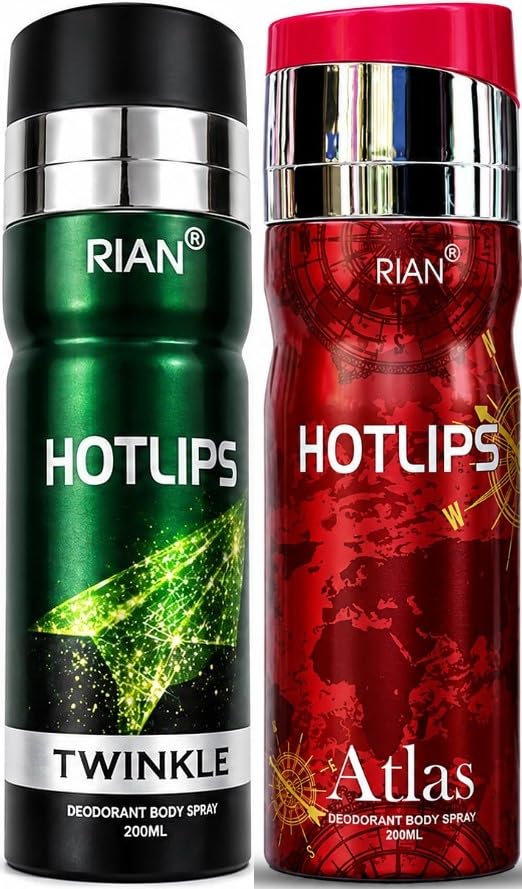 RIAN Hotlips Atlas & Twinkle Deodorant Body Spray Combo 200ml | Pack of 2, Long-Lasting Freshness, For Men & Women, Everyday Wear, Odour Protection-image-44