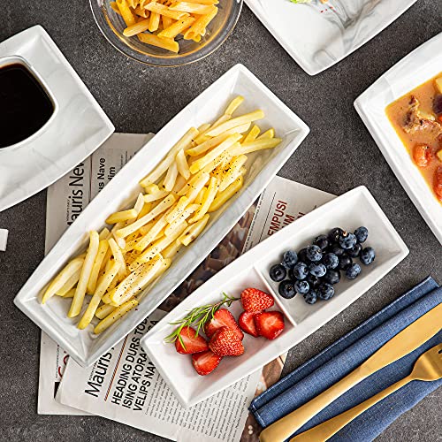 Malacasa Square Dinnerware Sets, 32-Piece Porcelain Plates And Bowls Sets For 6, Marble Grey Dish Set With Dinner Plate Set, Dishes, Cup And Saucer, Side Dish Plates, Modern Dinner Set, Series Blance #TOP7