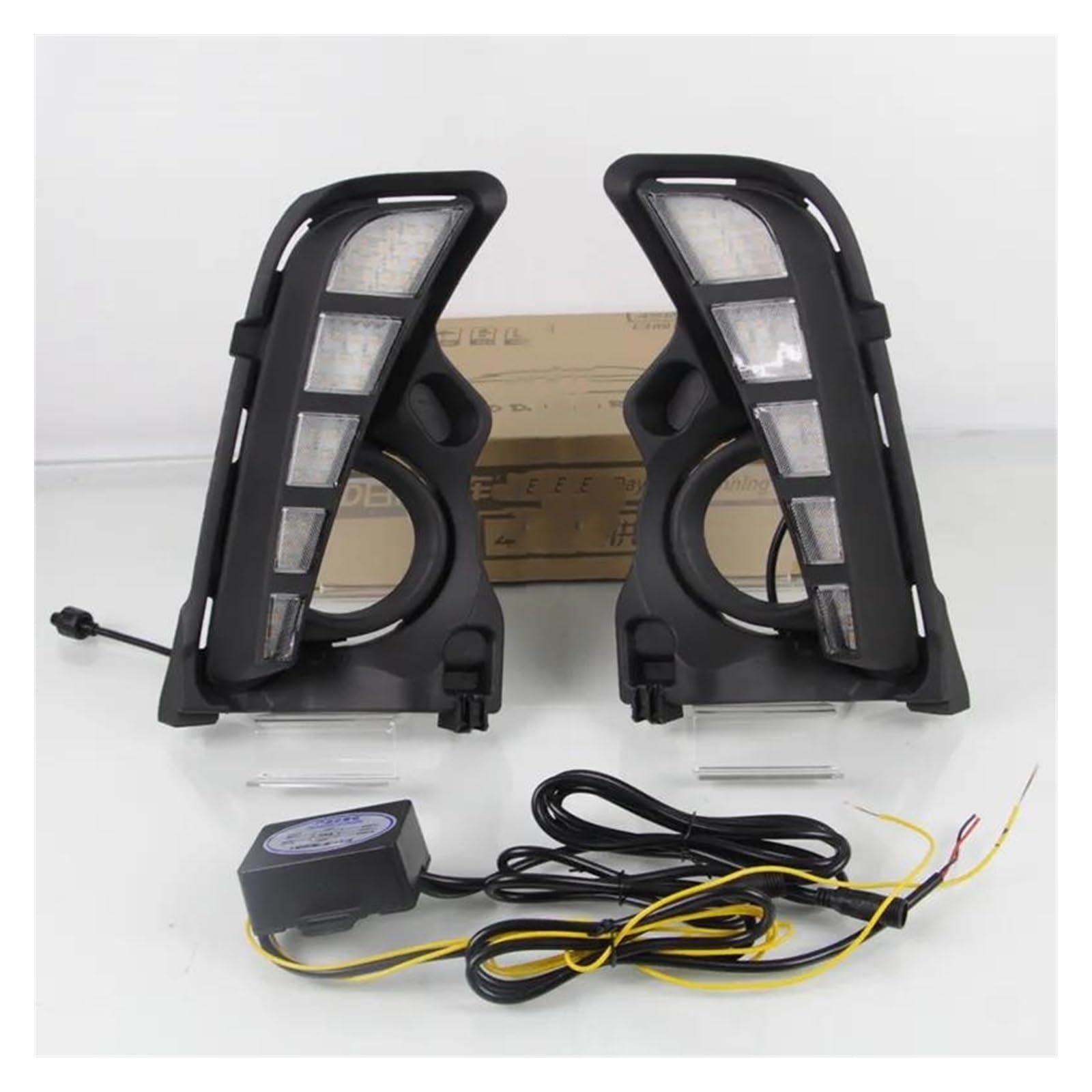 Światła przeciwmgielne 12V Samochodowe Światła Dzienne LED DRL Dla Highlander 2018 2019 Automatyczna Lampa Przeciwmgielna Żółty Kierunkowskaz Światła Do Jazdy Dziennej