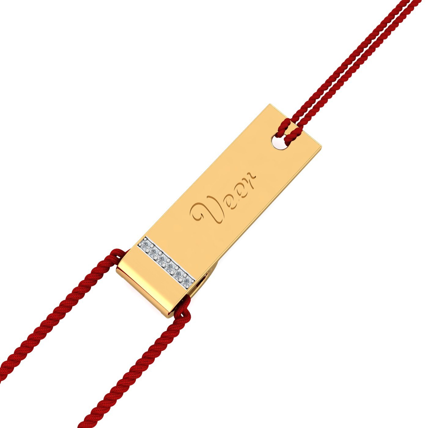 14K Engravable Bar Name Rakhi cum Pendant for Brother