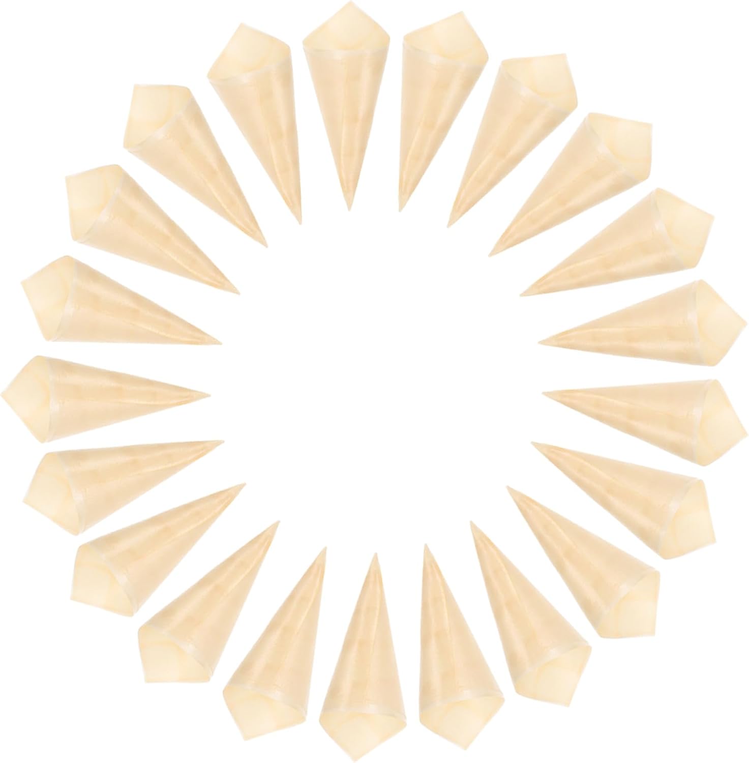 Zerodeko 50pcs Disposable Wood Appetizer Cones, Ice Cream Cone Cups, Party Candy Cones, Beige, 2.7 x 7 Inch
