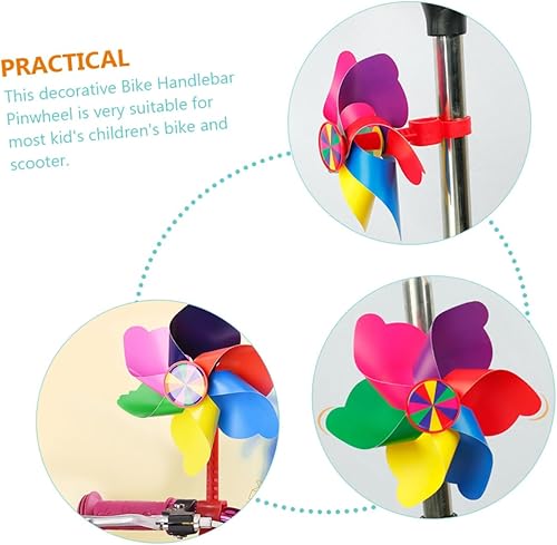 Miniatura 2 de Toddmomy 4 juegos de molino de viento de bicicleta para niños, serpentinas para manillar de bicicleta para niños, molinete de bicicleta, adornos de
