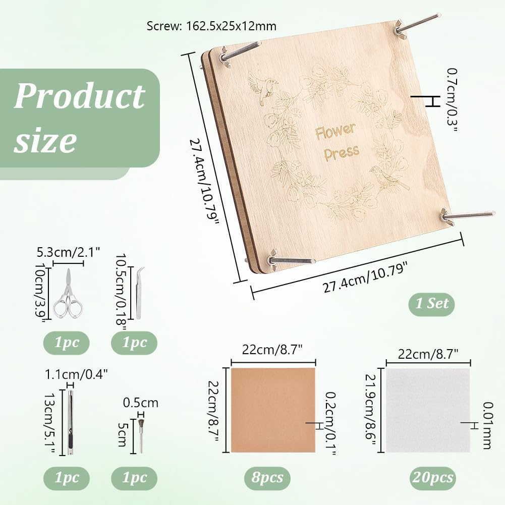 Kit de Presse à Fleurs en Bois 27.5x27.5cm 8 Couches PH PandaHall