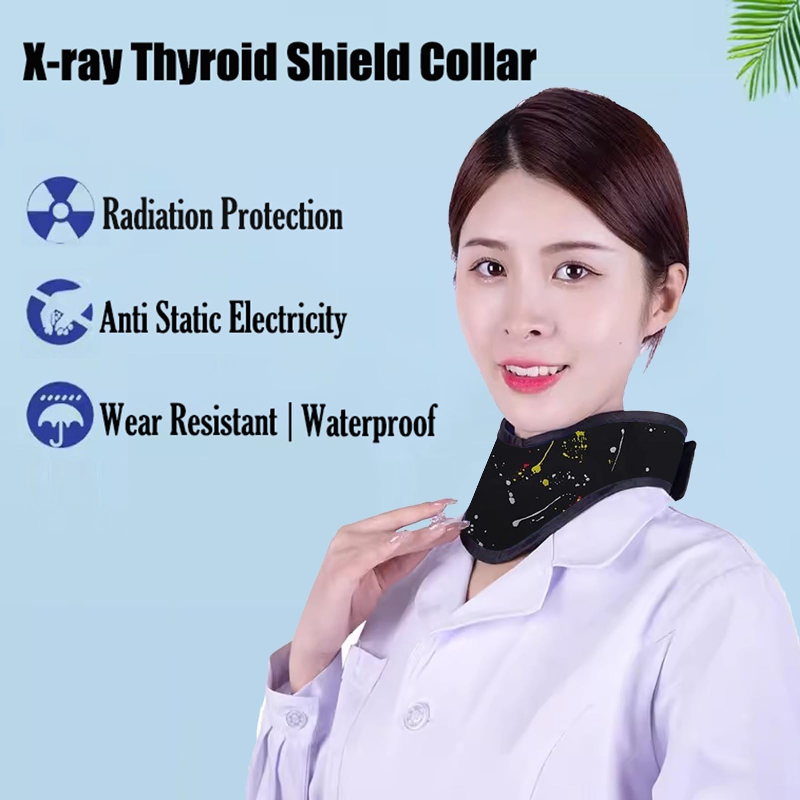 Delantal de Plomo Cubierta Protectora para Tiroides 0,5 mmPb Negro