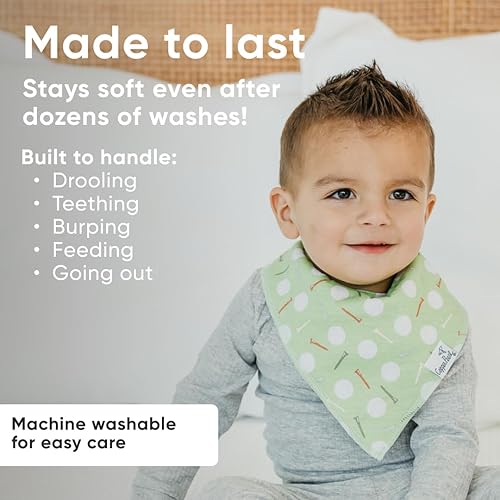 Miniatura 3 de Copper Pearl Paquete de 4 baberos de algodón suave para babeo y dentición, baberos absorbentes para bebés niñas y niños, ajustables para adaptarse a