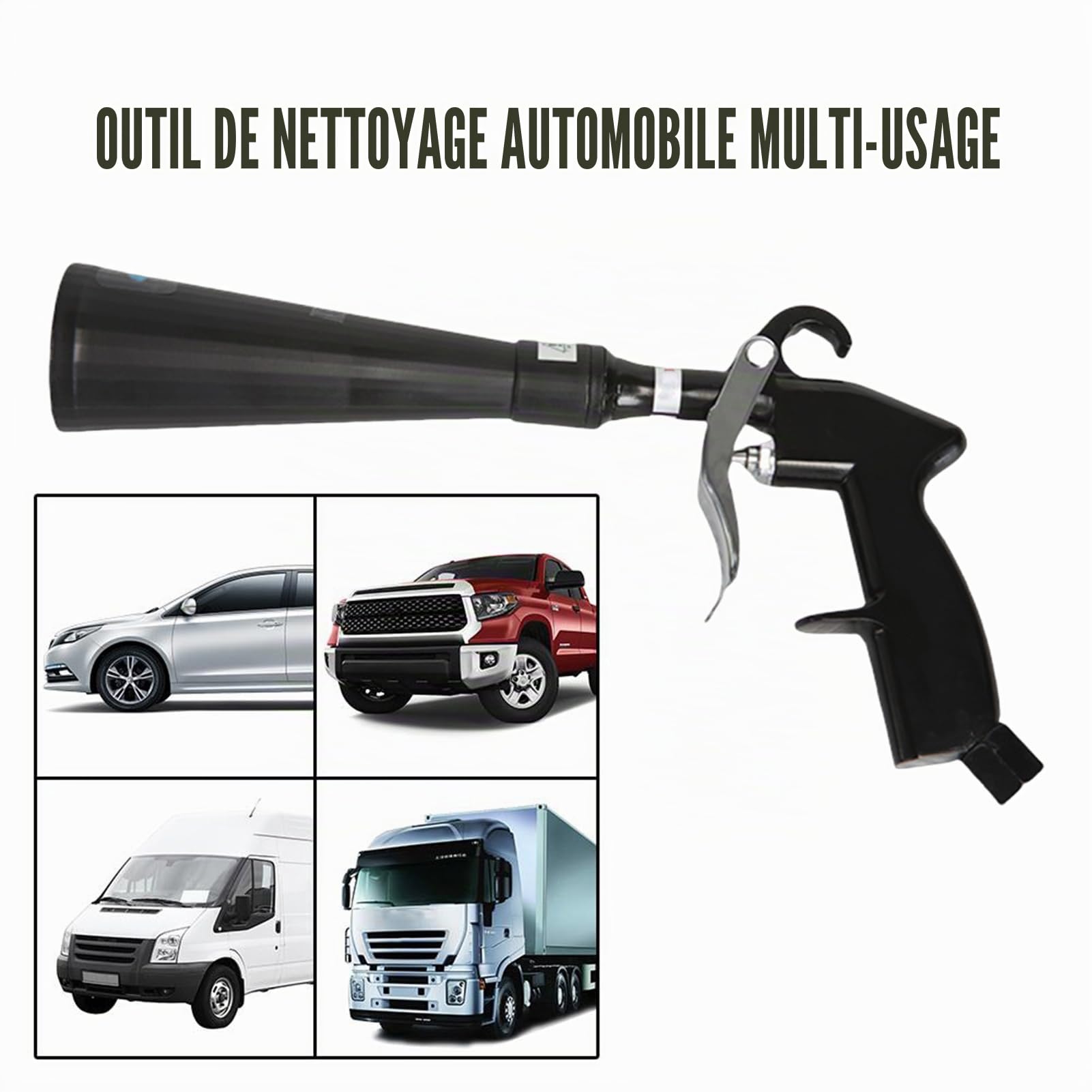Worparsen Pistolet de nettoyage à air comprimé - Pistolet de nettoyage haute pression - Pression d'air réglable - Pour siège de voiture, tableau de bord, tapis, intérieur de voiture