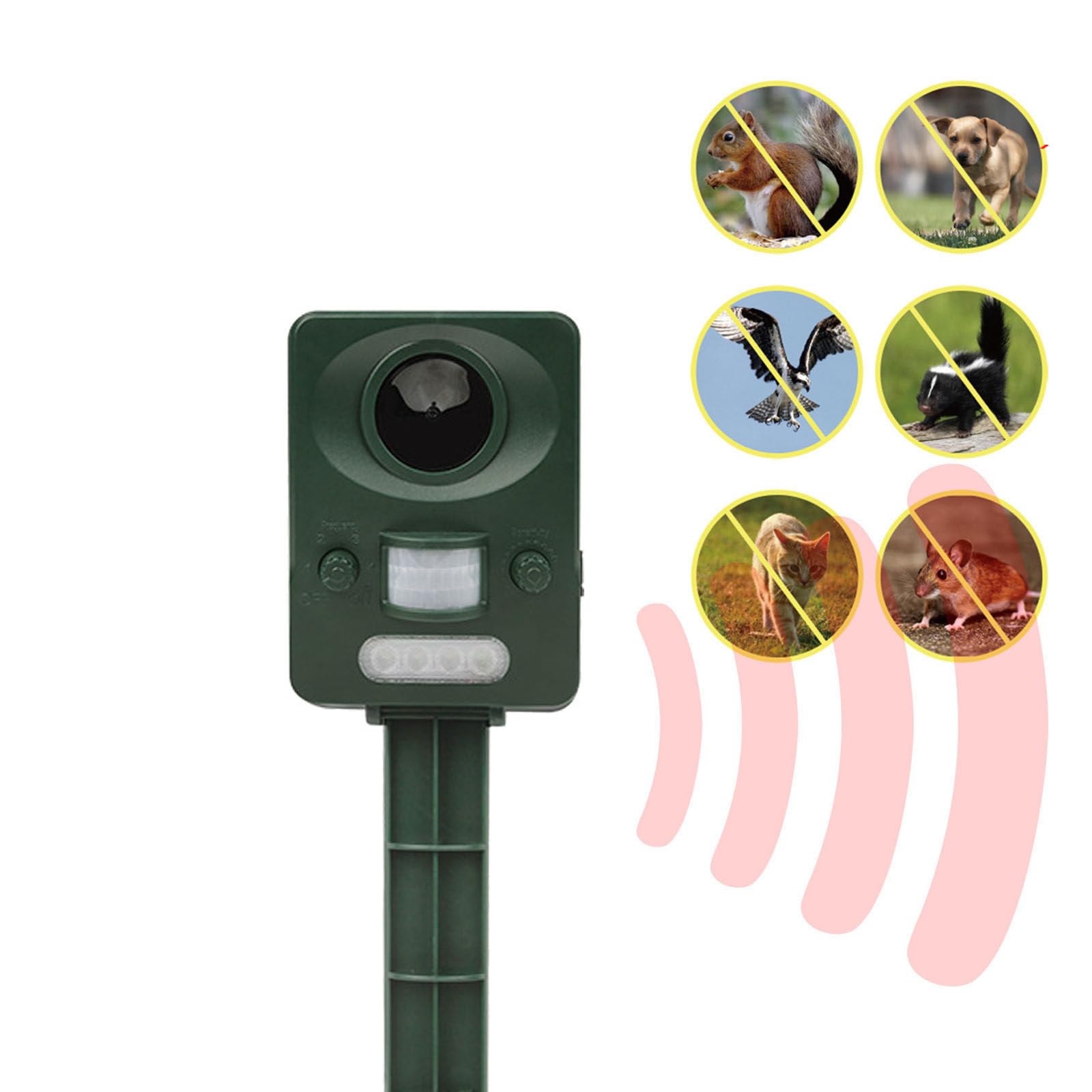 Repellente per Animali Ad Ultrasuoni,Repellente per Animali Solare,Ricaricabile Tramite USB,Impermeabile Con Rilevatore Di Movimento,Respinge Talpe,Cani,Scoiattoli,Conigli,Procioni E Altro Ancora