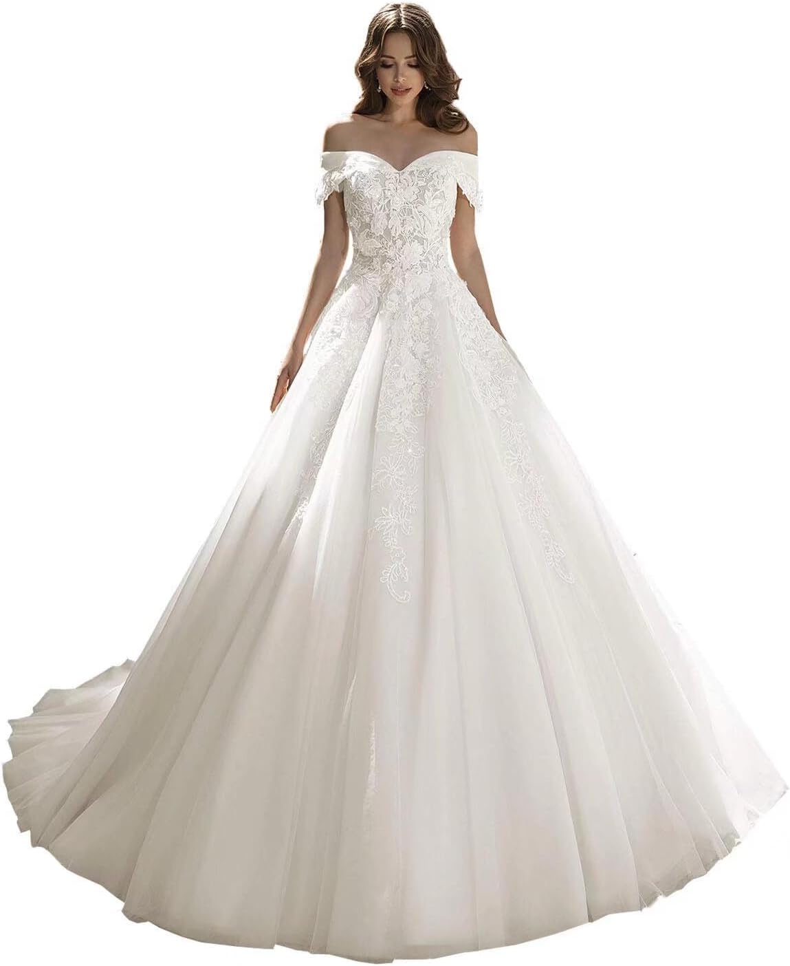 Yuxin Luxury Sweetheart Crystal Beaded Wedding Dress 2023 Princess Long Train Lace Ball Gown Bridal Dresses for Bride CR094