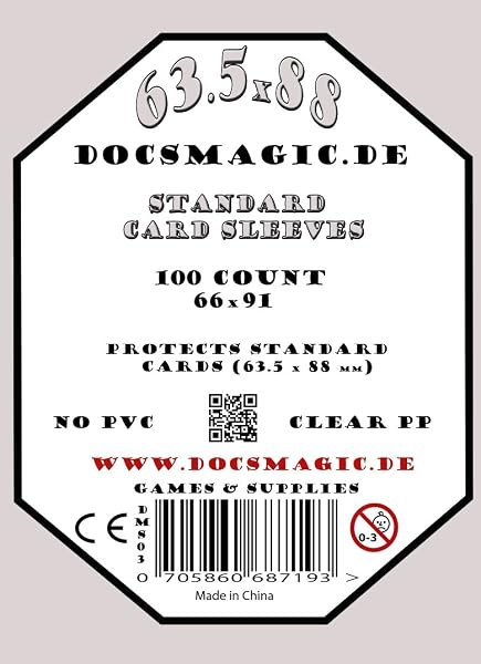docsmagic.de 1.000 Card Game Sleeves Klar Clear - 10 Packs - 63,5 x 88 Standard - 66 x 91 - 2
