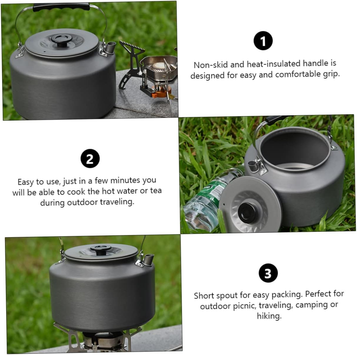 Camping Tea Pot Outdoor Water Kettle Infuser Non-slip Handle Heat Insulated for Hiking Picnic