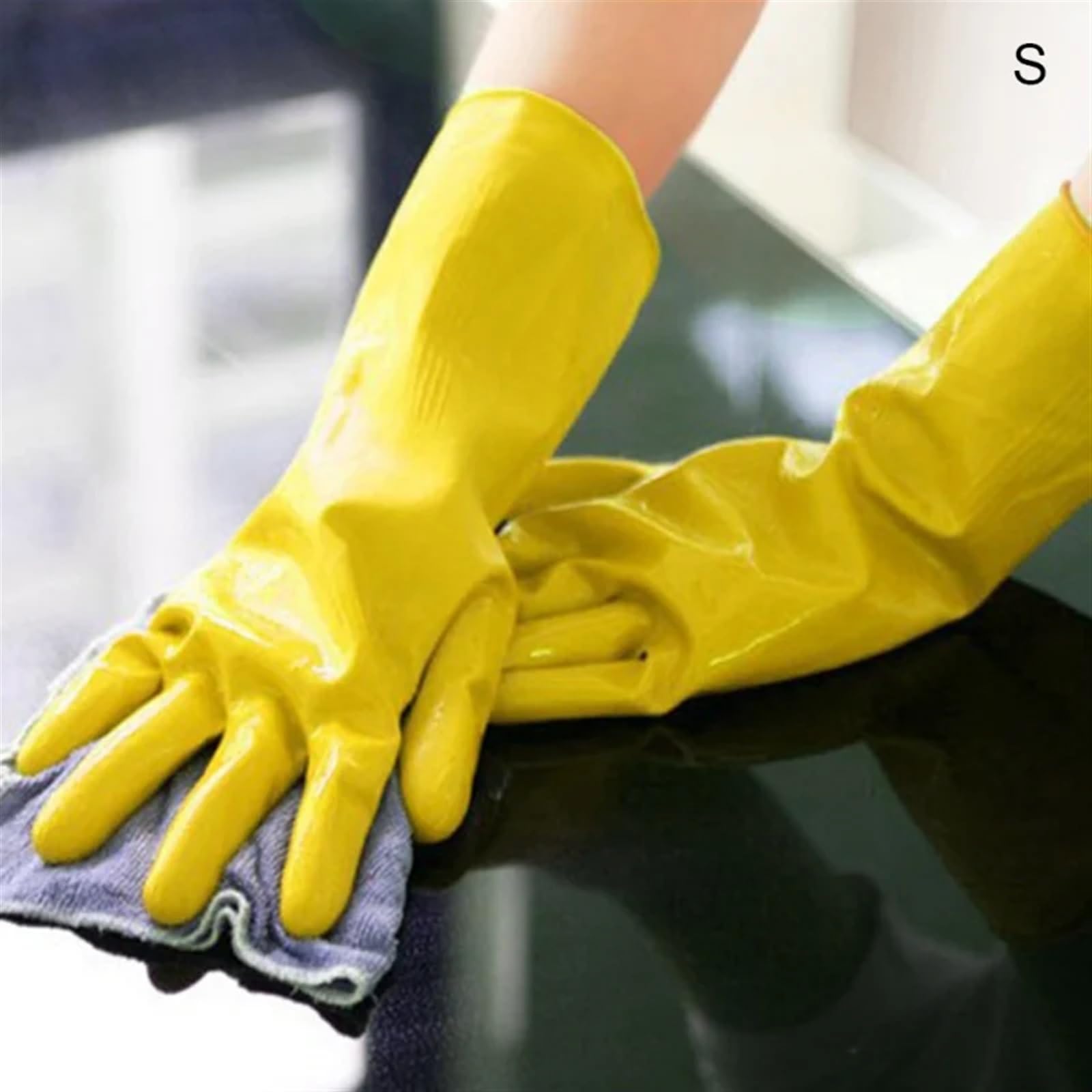 Rubber Dish Washing Gloves 2 paia di guanti riutilizzabili for la casa, in gomma for lavare i piatti, extra spessi, maniche lunghe, for pulizia della cucina, il lavoro e pittura per pulire(M)