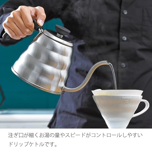 Miniatura 3 de Hario V60 "Buono" Hervidor de goteo con cuello de cisne para olla de café de acero inoxidable de 1.2L, color plateado