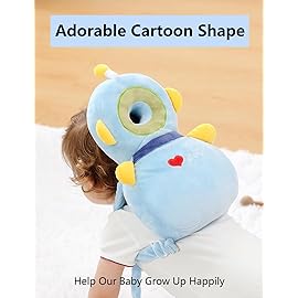 JunNeng Toddler Baby Head Protector Backpack for Toddler Walker with Knee Pads&Anti-Slip Socks, Robot Blue