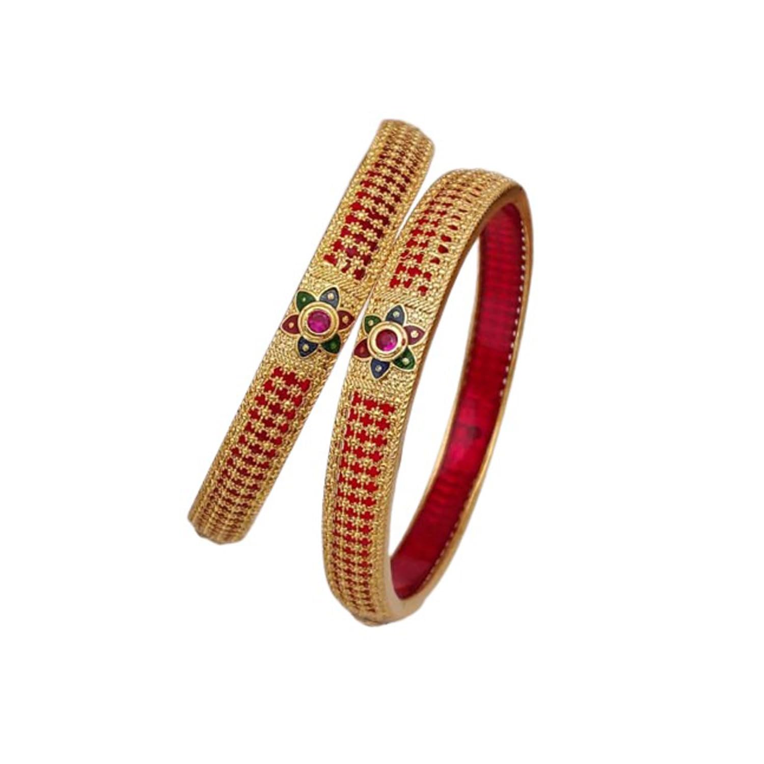 ADOMA JEWELS Set Of 2 Traditional Jewellery Gold Plated Bangles For Daily Use With Intricate Meenakari Work For Women And Girls- DN -10(2/6) (B0CGDVP691) Amazon Price History, Amazon Price Tracker
