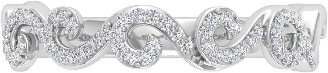 0.15 Carat Diamond Wave Shaped Wedding Band Ring in 10K Gold