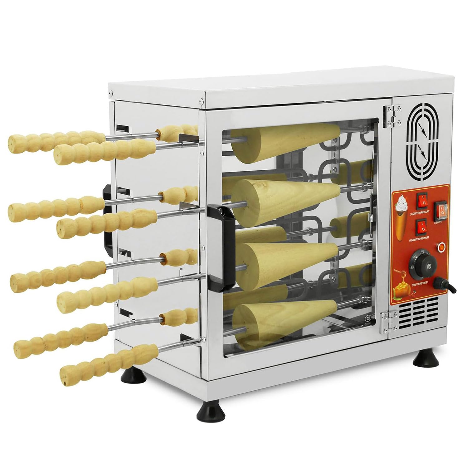 Forno Elettrico per Dolci con Camino da 3000 W con 16 Rulli, Alta Temperatura 300 ℃/572 ℉, Produzione Efficiente 60-80 Pezzi/Ora per la Preparazione di Snack in Cucina