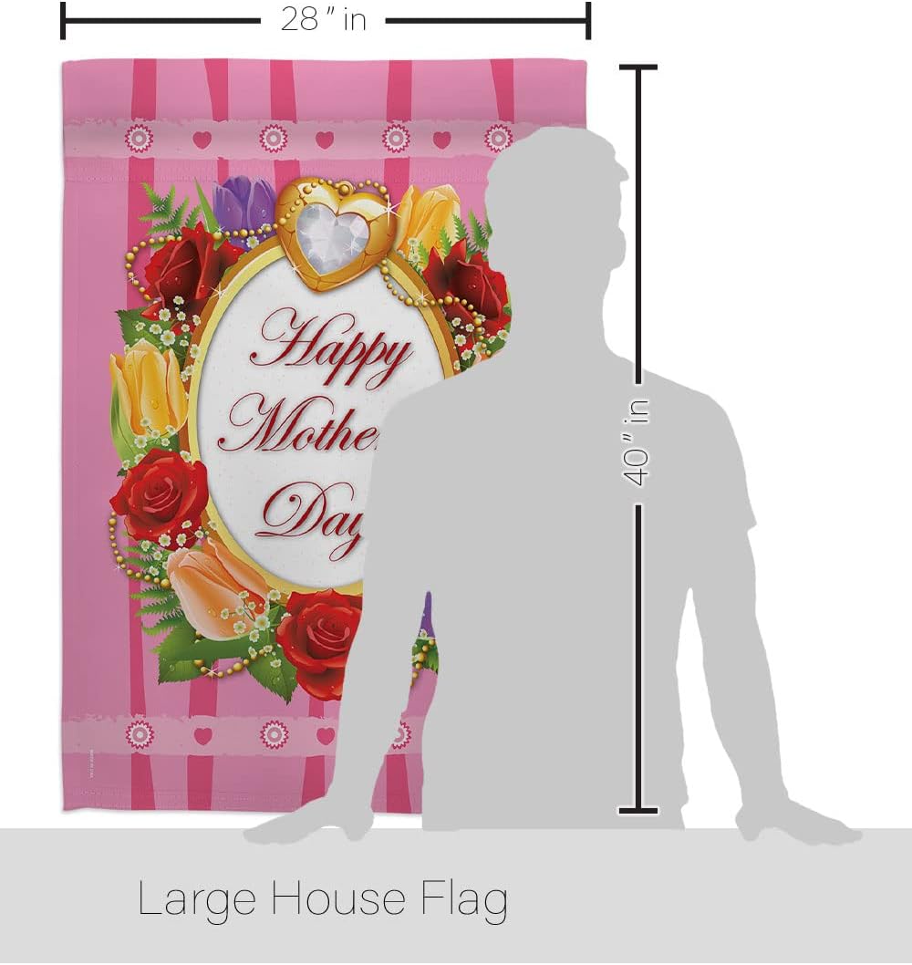 Happy Mother's Day House Flag - Pack Family Mom Mama Grandma Love Flowers Parent Sibling Relatives Grandparent USA Vintage Applique - Banner Small Garden Yard Gift Double-Sided Made In 28 X 40