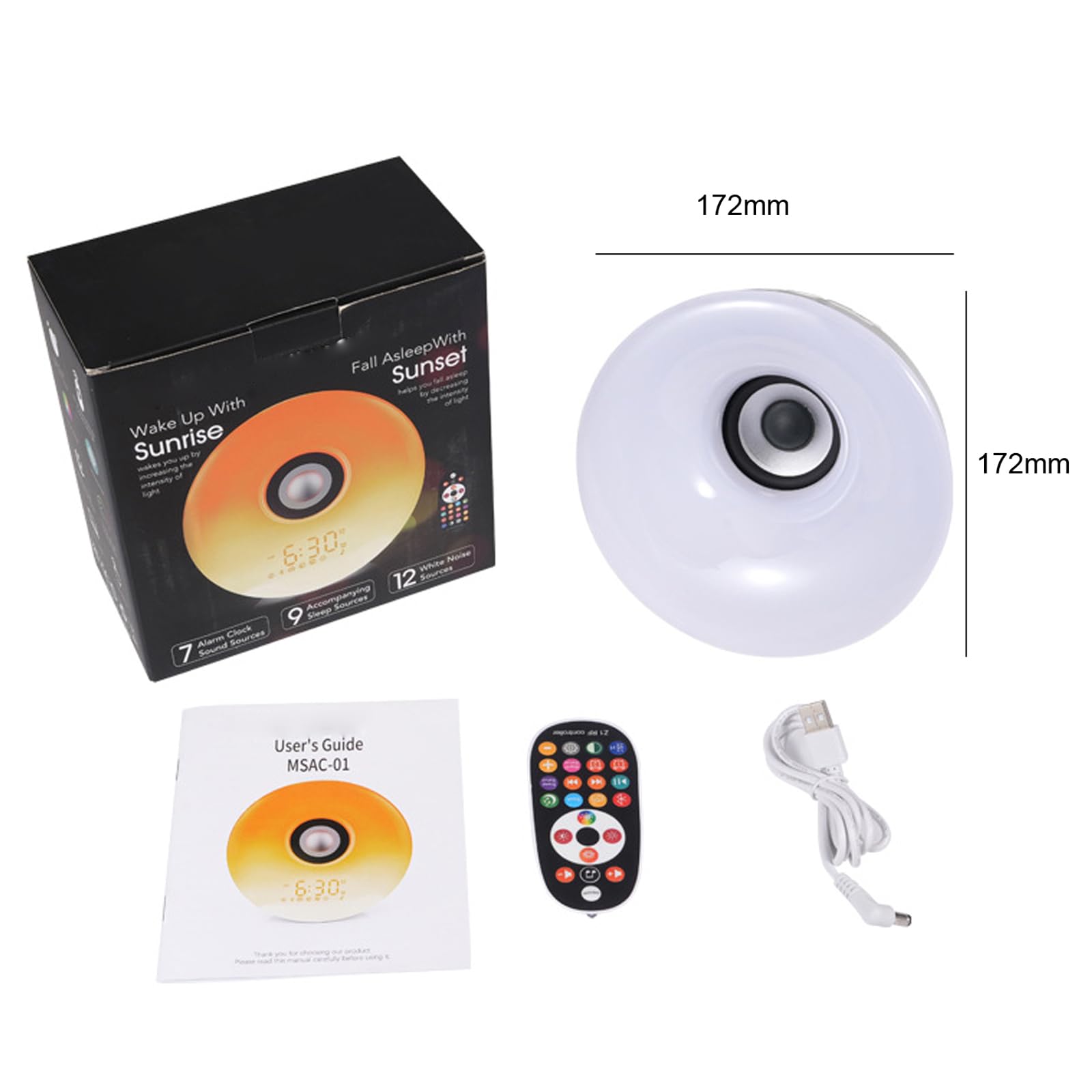 5-in-1 Night Light Bluetooth Speaker, LED Nachttischlampe mit Bluetooth Lautsprecher, Wecker, White Noise, Touch LED Tischlampe Dimmbar Farbwechsel mit Fernbedienung, Nachtlicht für Schlafzimmer