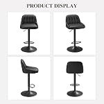 MALOL Bar Stools Set of 2, Swivel Bar Chairs, Modern Adjustable PU Leather Upholstered Barstools Counter Height with Tufted Back for Bar, Kitchen Counter Island, Dining Room, Black