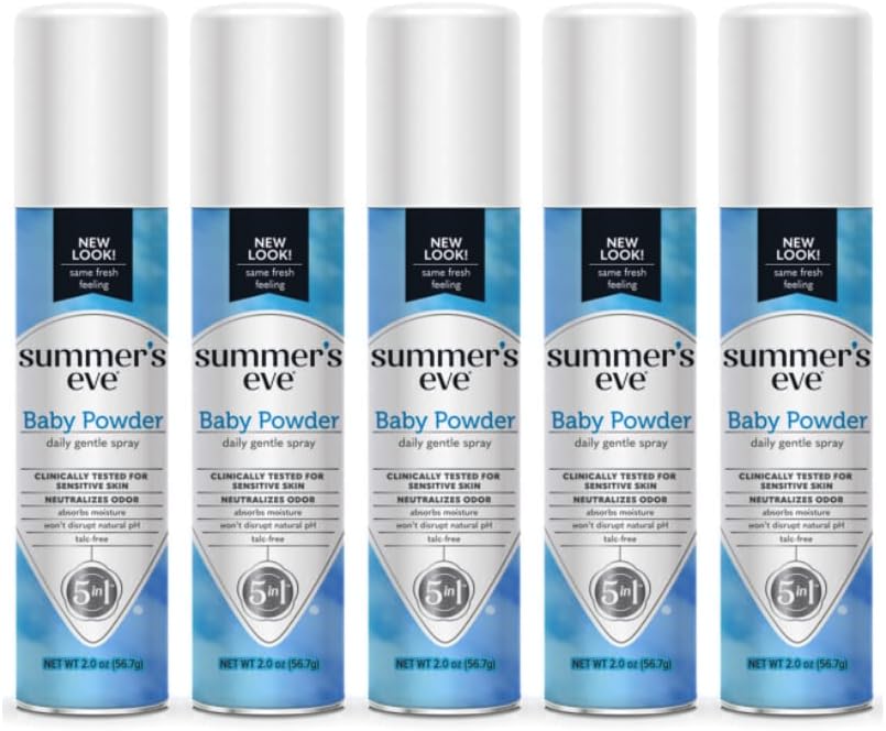 Summer's Eve Baby Powder Freshening Deodorant Spray, 2 Oz. (Pack of 5)