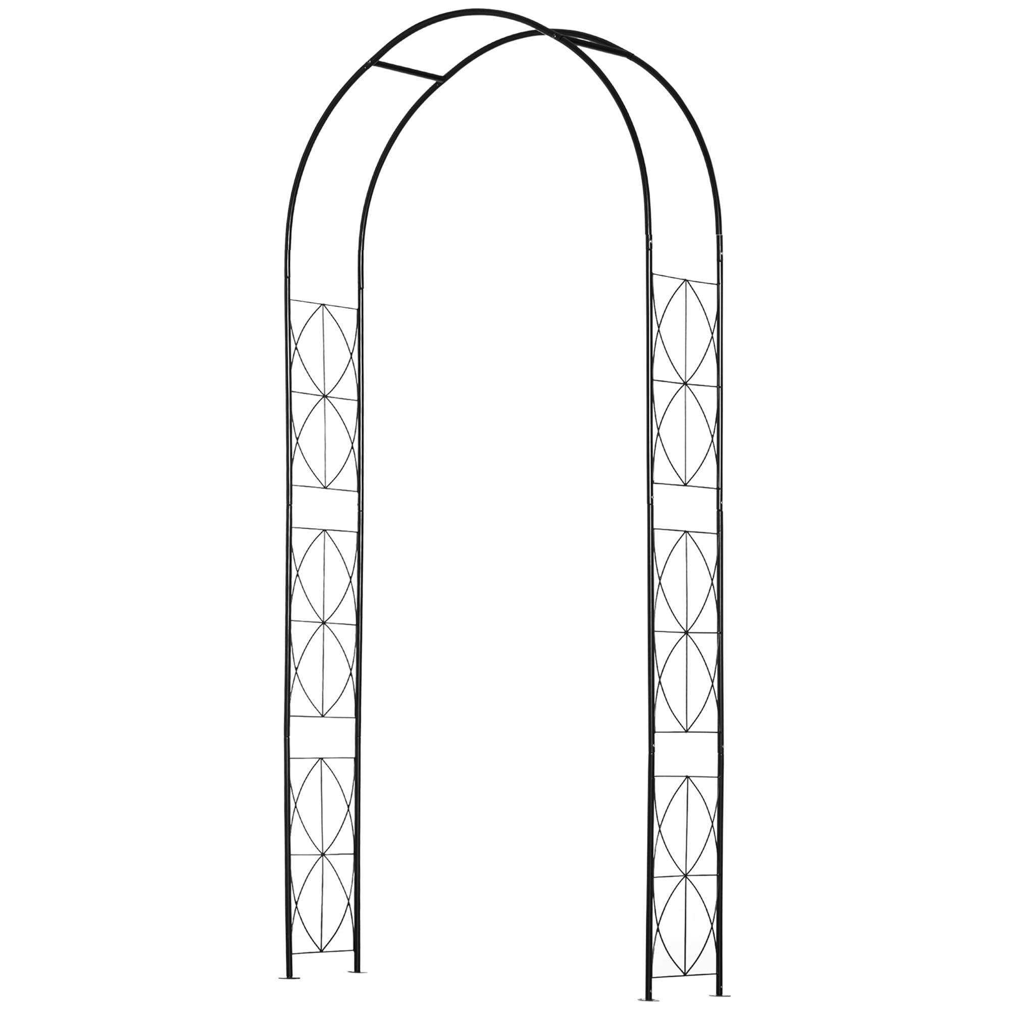 Outsunny Arche de Jardin Arche à rosiers Treillis tuteur Plantes grimpantes - Style Fer forgé dim. 114L x 30l x 230H cm métal époxy Noir