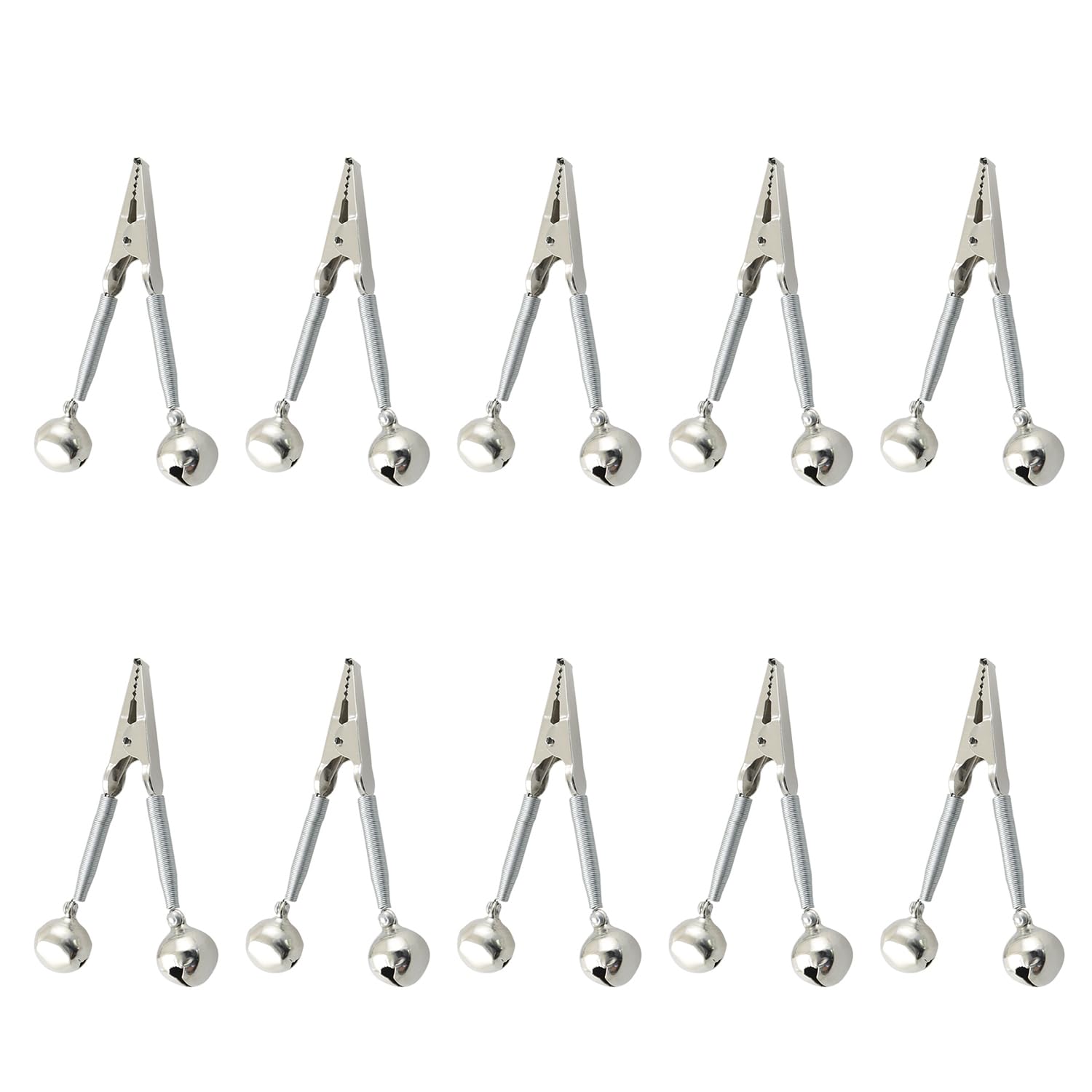 JCBIZ 10PCS Fishing Rod Alarm Bells Small Fish Clip Bells Metal Fishing Twin Bells Bite Alarm Double Spring Clip-on for Sea Fishing Rod