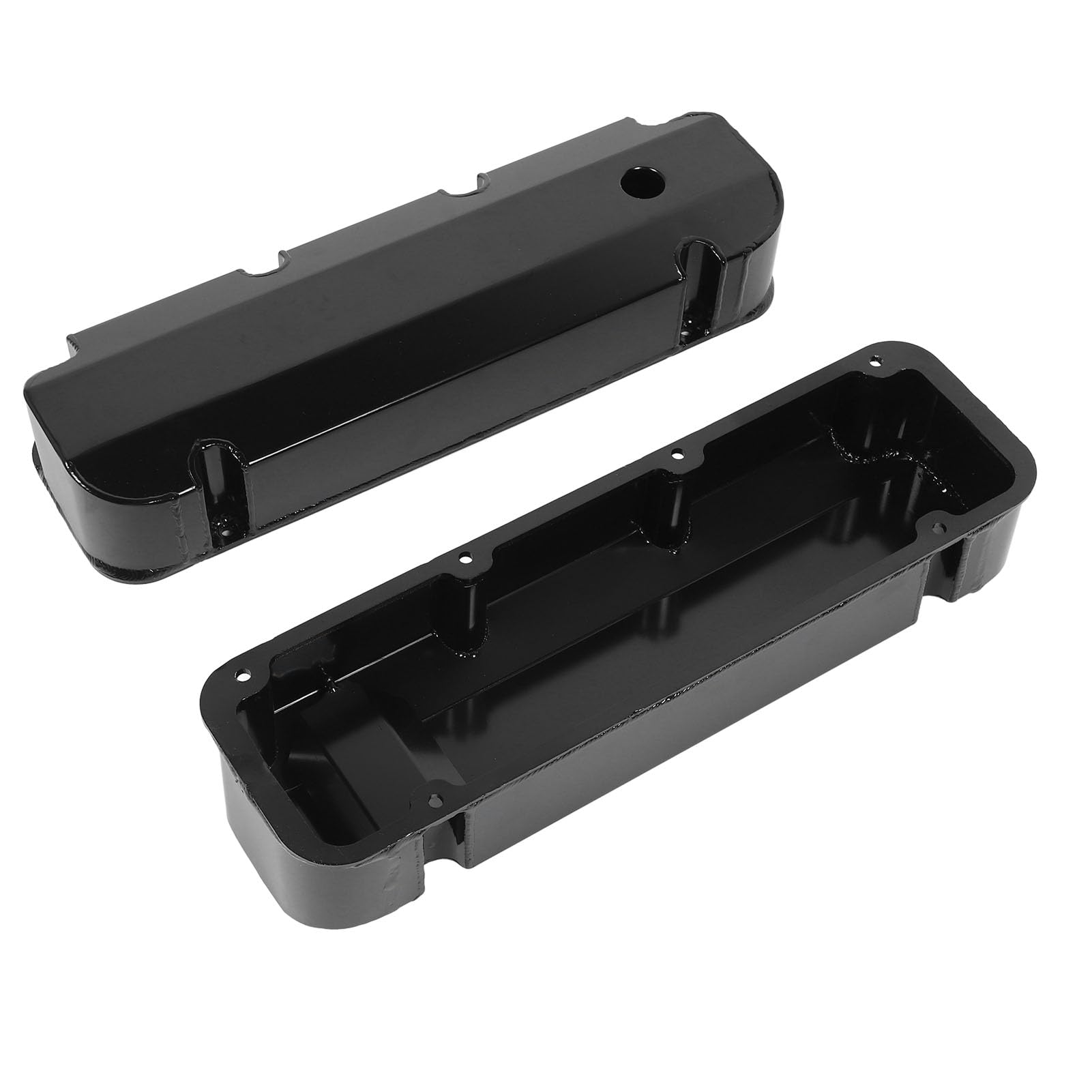 Tapa de válvula de motor de automóvil Tapa de válvula duradera de aleación de aluminio con orificio Sellado perfecto para motores Big Block V8 429 460 1968 y posteriores E41363BC (Negra)