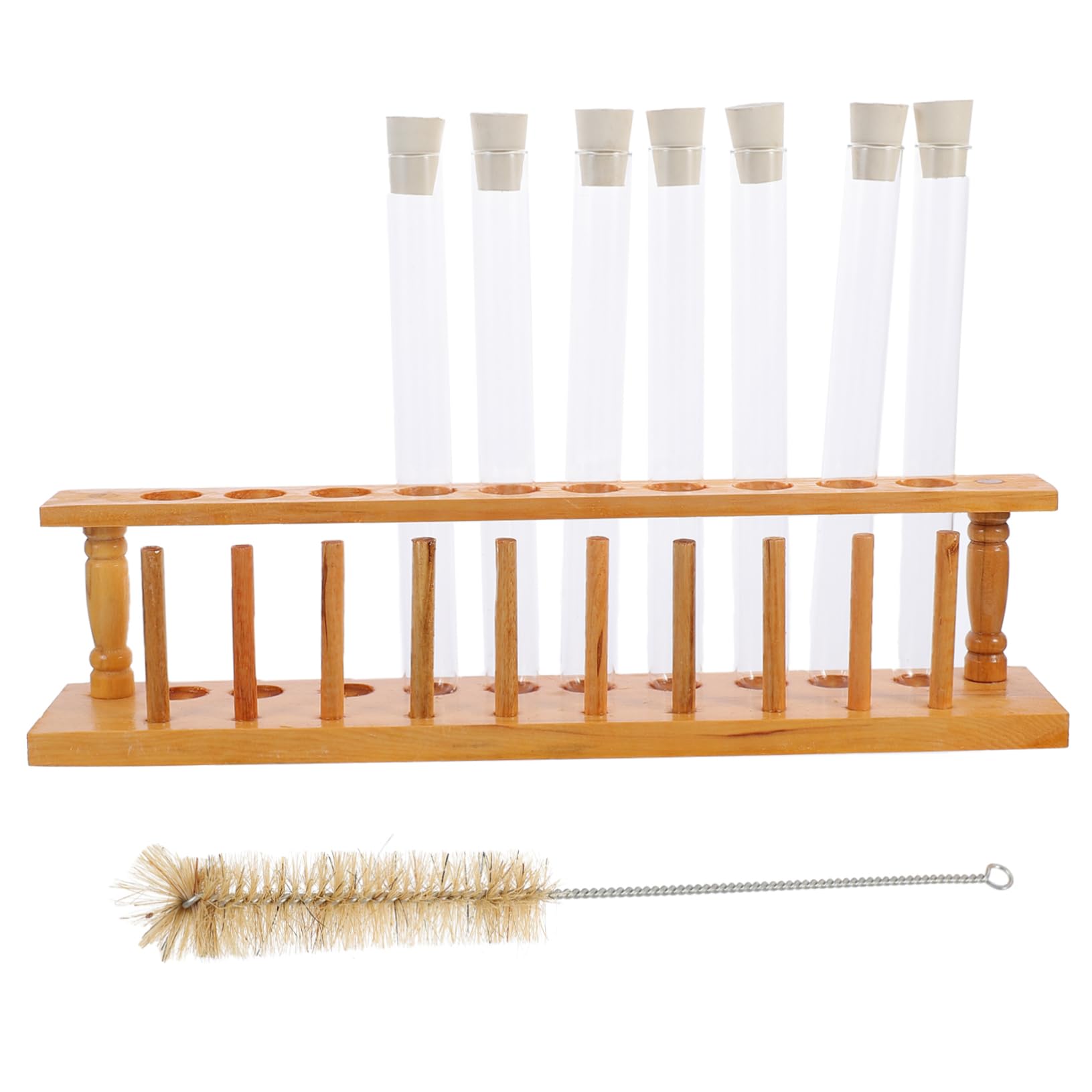 1 Juego tubo de ensayo moderno rejilla para tubos laboratorio transparente equipo de experimento de química kit experimentos tripe tubos de ensayo con tapa tubos con tapa de madera