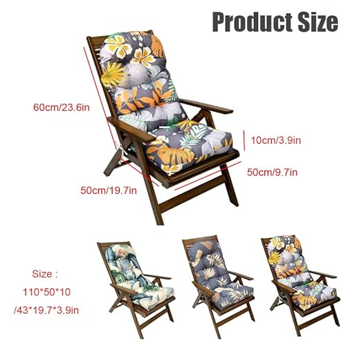 Rocking Chair Cushion Pad, Water Resistant Patio Chair Cushion For Adirondack Chair High Back Indoor Outdoor Soft Thickened Patio Chaise Lounger Cushion Overstuffed Patio Chair Cushion (Leaf) #TOP5