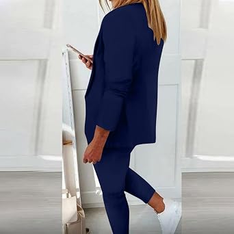 Blazer Sets Women 2 Piece Outfits Trendy 2024 Open Front Blazer And Pant Set Business Casual Office Work Suits
