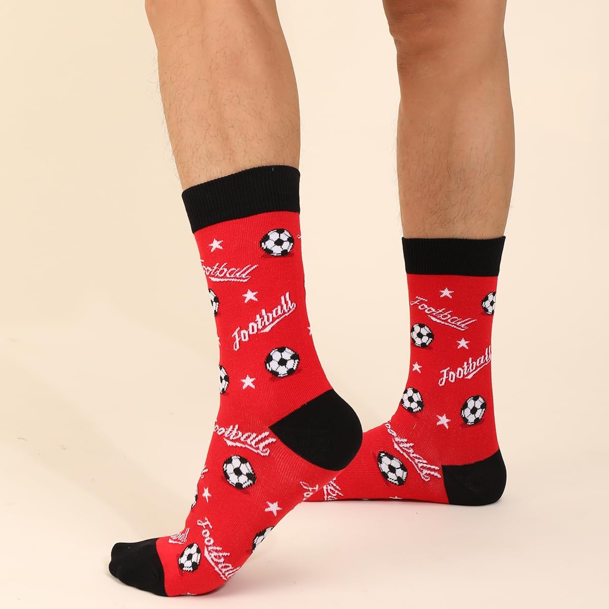 4 Pairs Funny Soccer Socks for Men Women, Novelty Football Athletic Crew Stocking Socks, Holiday Birthday Christmas Gift for Lovers, Players, and Teams Coaches Fans Favors