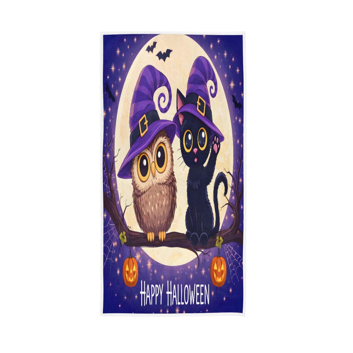 Serviette de toilette absorbante motif chaton et chouette pour le sport