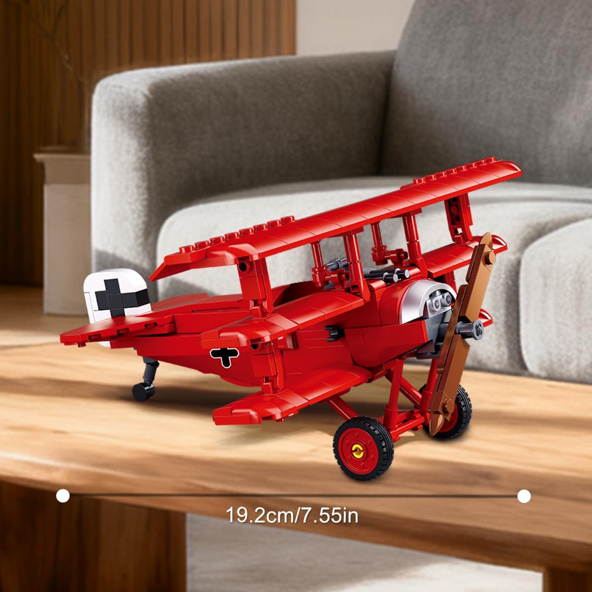 DAHONPA Fokker DR-1S Building Block Plane Set Airplane Model, 281 Pieces Toy Military Army Airplane Building Bricks for Adults