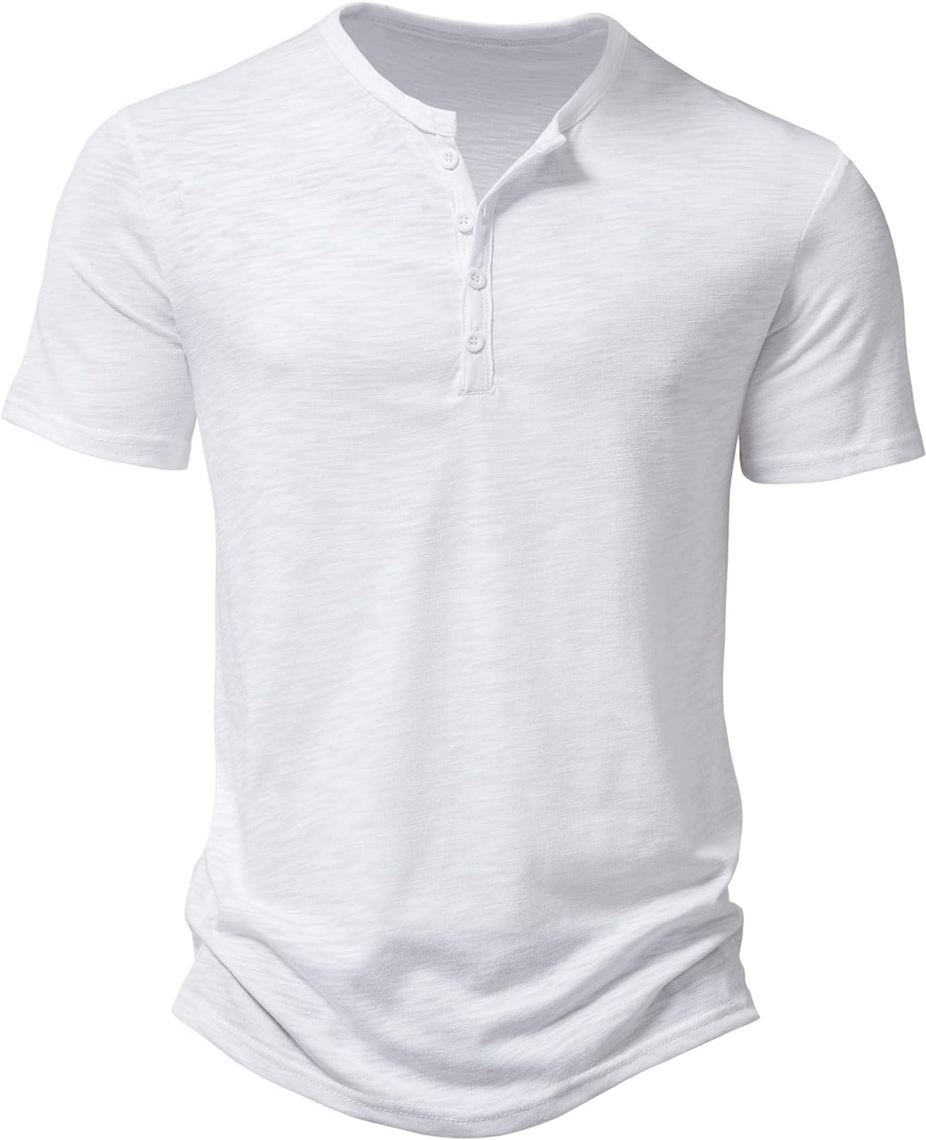 JEMITOPMen's Cotton Stylish Texture Henley Shirts Casual Short Sleeve Slim Fit 4 Buttons Muscle T-Shirts